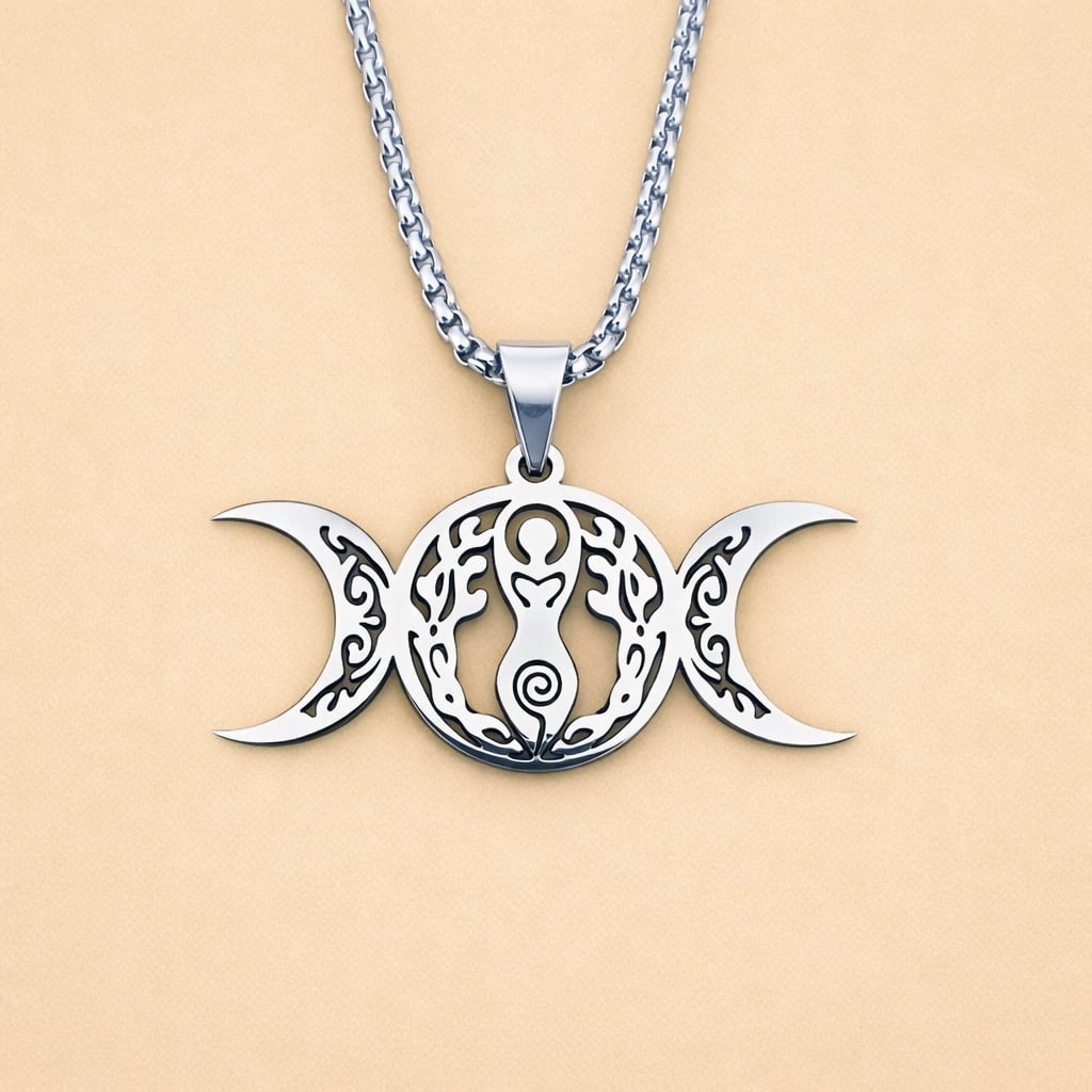 Collier Triple Lune Déesse  Féminin Divin & Intuition