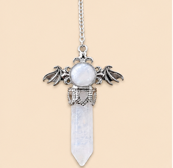 Pendule Quartz Blanc Ailé