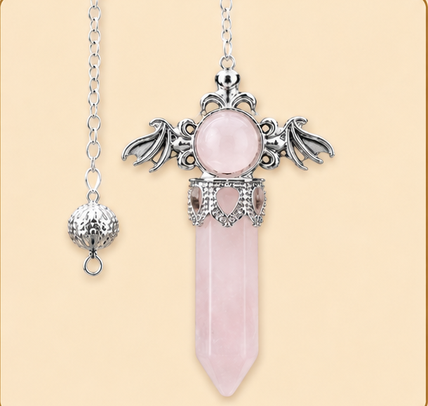 Pendule Quartz Rose Ailé